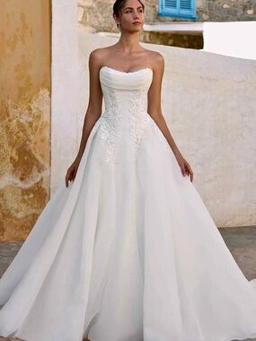 Sophia Tolli Strapless White A-Line Ball Gown